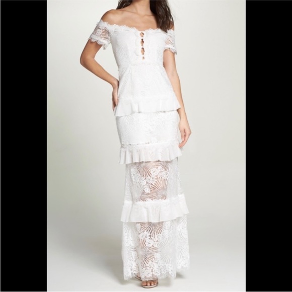 foxiedox Dresses & Skirts - Foxiedox sz small formal dress, lace dress summer dress, white gown off shoulder
